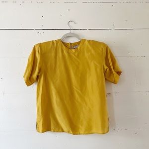 VINTAGE mustard silk blouse size P
